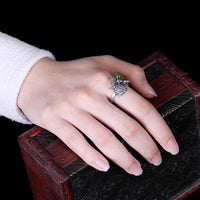Thumbnail for THAI SILVER Jade & Red Agate Detailed Money Bag Ring