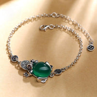 Thumbnail for THAI SILVER Lucky Chalcedony 'Kaeru' Frog Bracelet