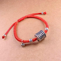 Thumbnail for Tibetan Buddhism Sterling Silver HEART SUTRA Lucky Red Rope Bracelet