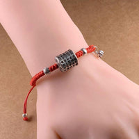 Thumbnail for Tibetan Buddhism Sterling Silver HEART SUTRA Lucky Red Rope Bracelet