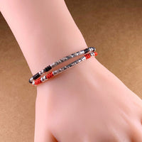 Thumbnail for Tibetan Buddhist Pure Silver 6 syllable OM  MANTRA  Red Rope Bracelet