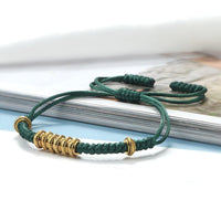 Thumbnail for Ethnic Tibetan Copper WEALTH Cylinder Rope Bracelet