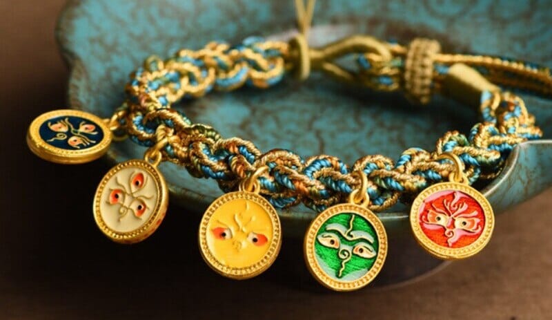 Gods of Wealth: Buddha's Eyes Woven Cotton Bracelet for Spiritual Abundance