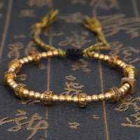 Thumbnail for Tibetan Buddhist  Brass Bead & Carved Om Mani Padme Hum  bracelet