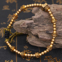 Thumbnail for Tibetan Buddhist  Brass Bead & Carved Om Mani Padme Hum  bracelet