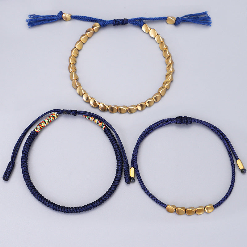 Tibetan Lucky Knot Copper Bead Bracelet Set – BE OPTIMISTIC