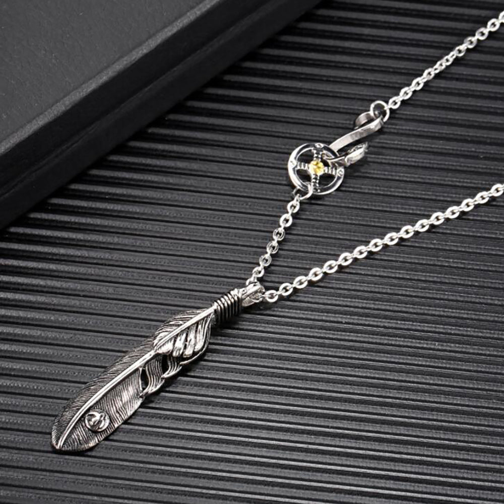 Titanium Steel Native American Inspired 'FREEDOM' FEATHER Necklace-2 Designs YourSoulPlace