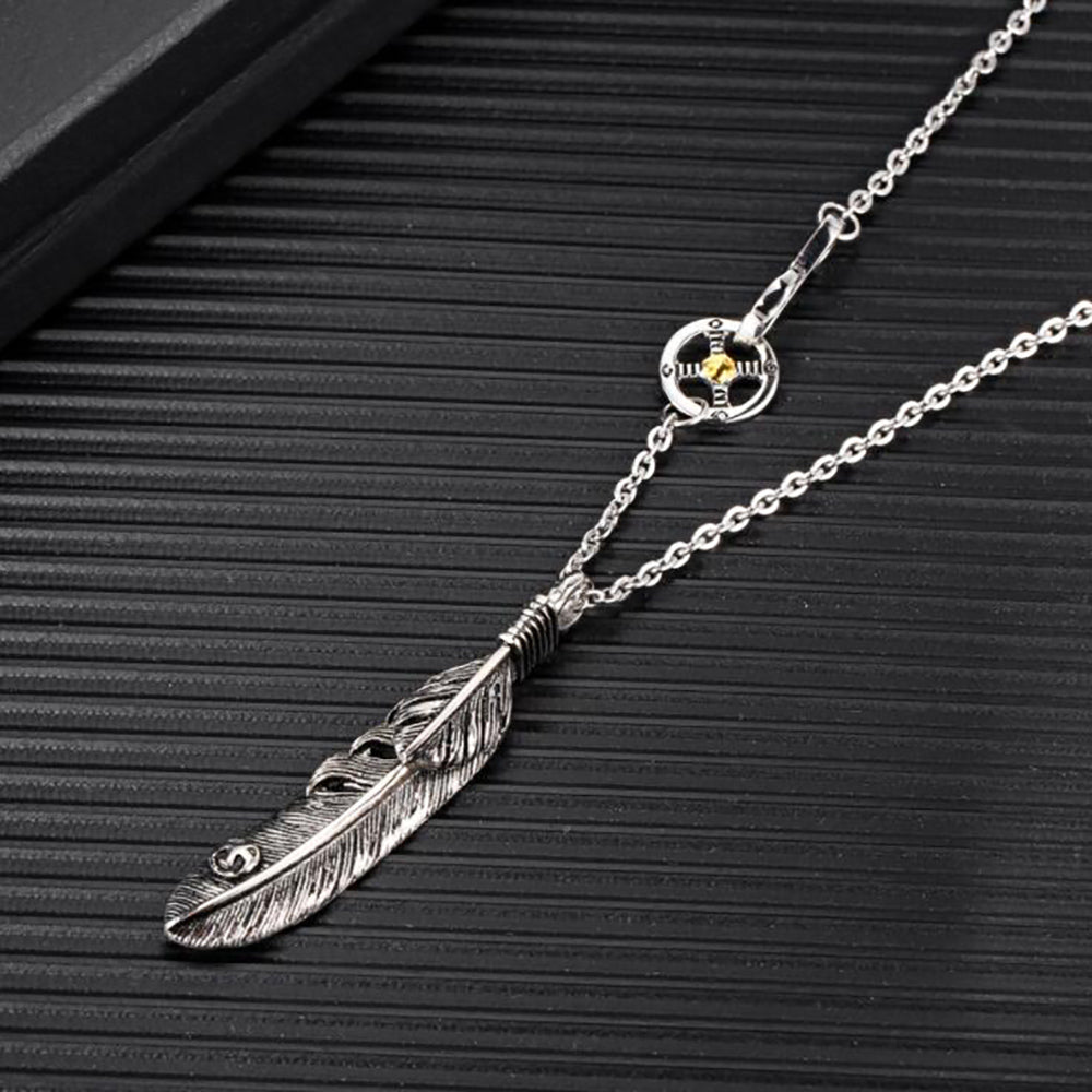 Titanium Steel Native American Inspired 'FREEDOM' FEATHER Necklace-2 Designs YourSoulPlace