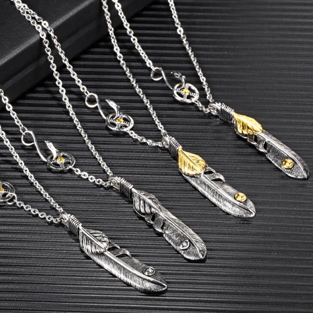 Titanium Steel Native American Inspired 'FREEDOM' FEATHER Necklace-2 Designs YourSoulPlace