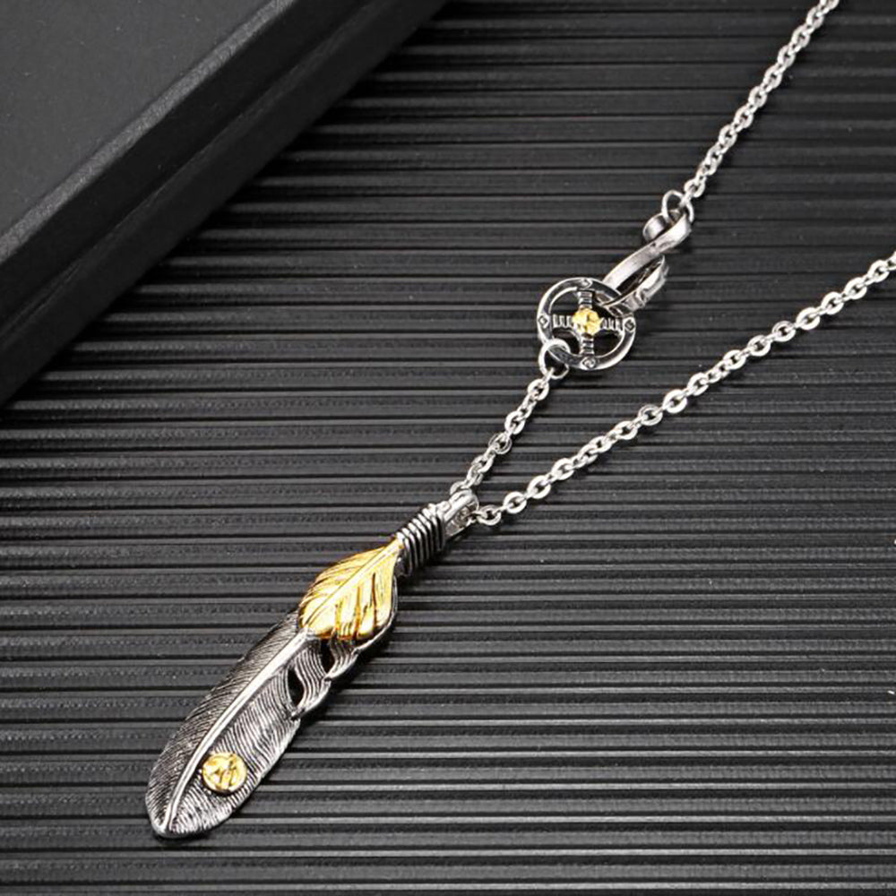 Titanium Steel Native American Inspired 'FREEDOM' FEATHER Necklace-2 Designs YourSoulPlace