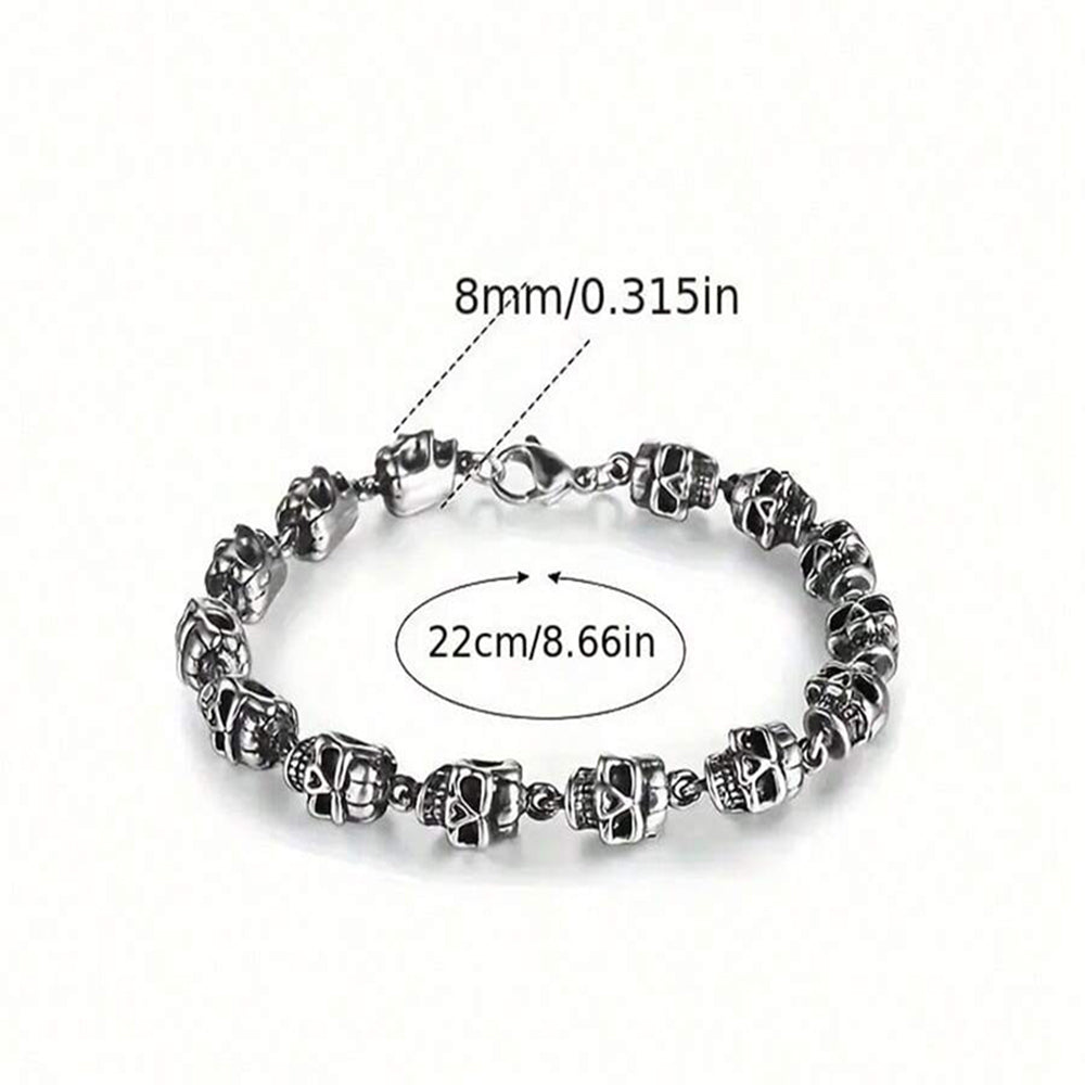 Titanium Steel Skull  Link Chain Bracelet