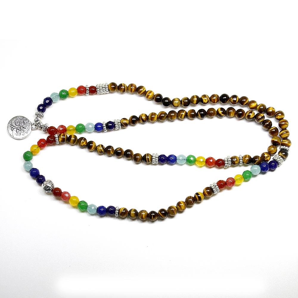 7 Chakra 108 Mala Bracelet/Necklace with Tree of Life Charm