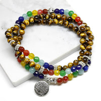 Thumbnail for 7 Chakra 108 Mala Bracelet/Necklace with Tree of Life Charm