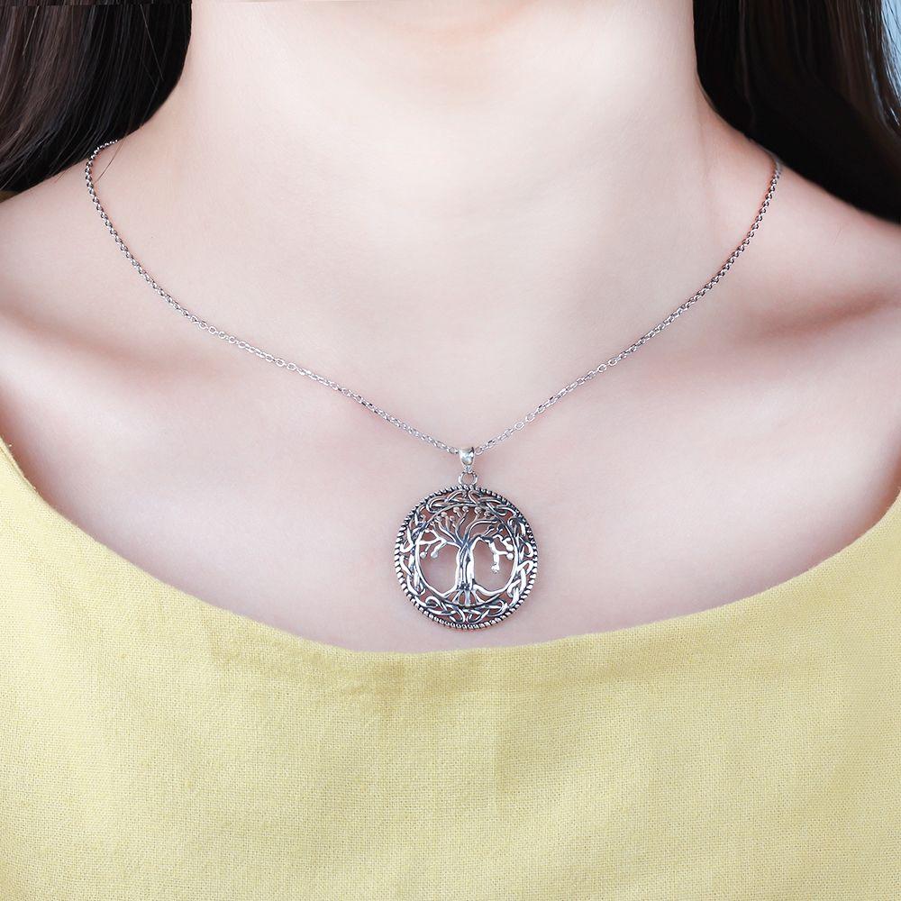 925 Sterling Silver Celtic Design Tree of Life Pendant Necklace