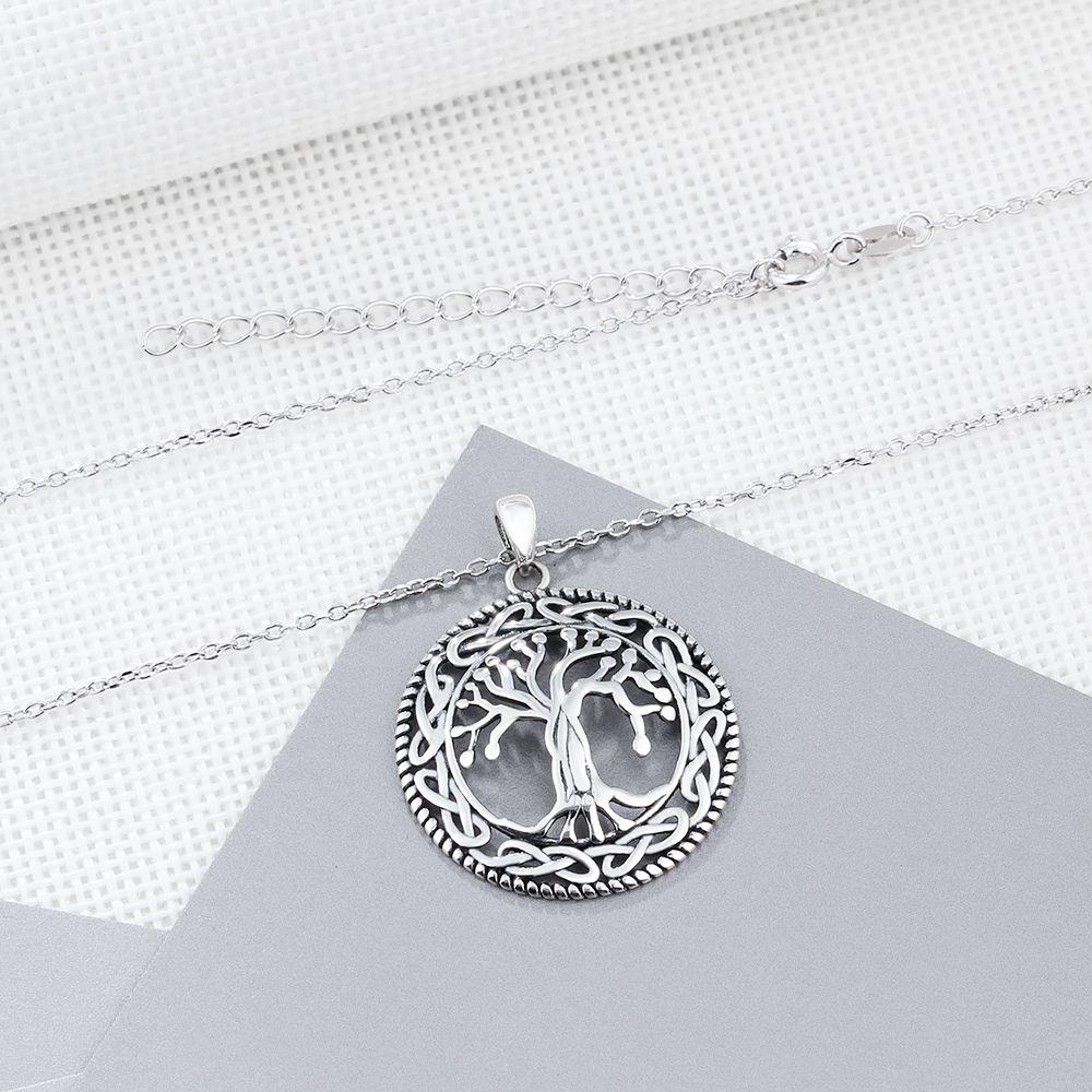 925 Sterling Silver Celtic Design Tree of Life Pendant Necklace