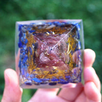 Thumbnail for #38-Handmade Strawberry Quartz & Lapis Lazuli Tree of Life 'FIND your SOULMATE' ORGONITE Pyramid