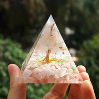 Thumbnail for #235 - Handmade Chalcedony & Pink Opal TREE of LIFE 'SELF-PERCEPTION' ORGONITE Pyramid