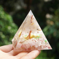 Thumbnail for #235 - Handmade Chalcedony & Pink Opal TREE of LIFE 'SELF-PERCEPTION' ORGONITE Pyramid