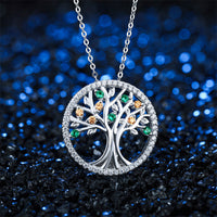 Thumbnail for Tree of Life Silver-Plated Pendant with Cubic Zirconia Crystals