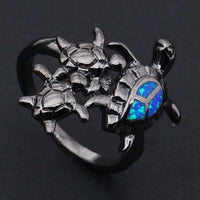 Thumbnail for Cool Black Turtle Blue Opal Ring