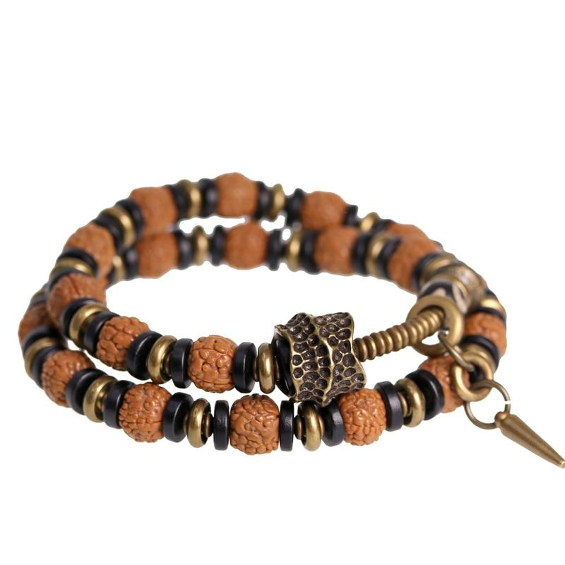 Ethnic Tibetan Copper Bead Accents, Ebony Wood & Rudraksha Seed SELF ASSURANCE Bracelet