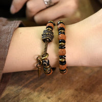 Thumbnail for Ethnic Tibetan Copper Bead Accents, Ebony Wood & Rudraksha Seed SELF ASSURANCE Bracelet