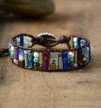 Thumbnail for Natural Jasper & Agate Stone 'THE STABILIZER' Boho Bracelet- IN STOCK USA!