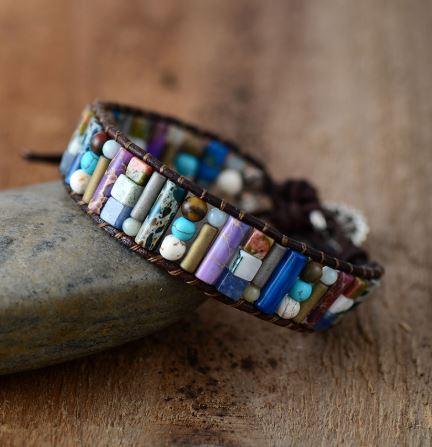 Natural Jasper & Agate Stone 'THE STABILIZER' Boho Bracelet- IN STOCK USA!