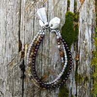 Thumbnail for Genuine Garnet, Quartz & Agate HEALTH & HAPPINESS -3 Strand Stone Blend Bracelet