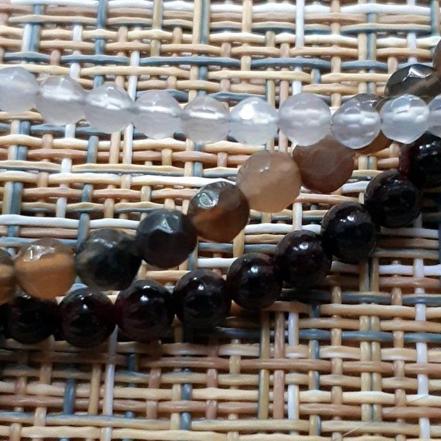 Genuine Garnet, Quartz & Agate HEALTH & HAPPINESS -3 Strand Stone Blend Bracelet