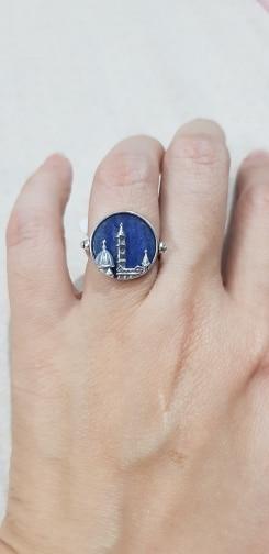 Sterling Silver& Natural Blue Aventurine Stone- Florence Cathedral Ring