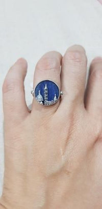 Thumbnail for Sterling Silver& Natural Blue Aventurine Stone- Florence Cathedral Ring