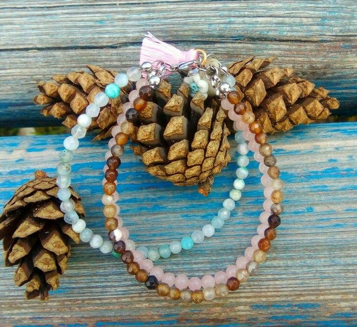 Rose Quartz & Agate EMOTIONAL HEALING -3 Strand Stone Blend Bracelet