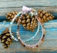 Thumbnail for Rose Quartz & Agate EMOTIONAL HEALING -3 Strand Stone Blend Bracelet