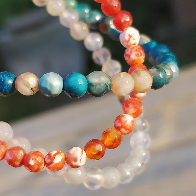 Natural Agate PEACE & BALANCE -3 Strand Stone Blend Bracelet