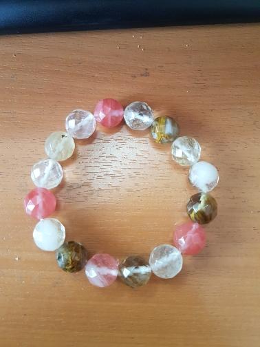 Brazilian Faceted Watermelon Tourmaline Bead SOOTHING Bracelet