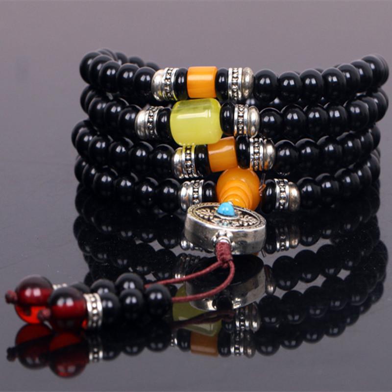 Natural Black Agate Stone108 beads Mala