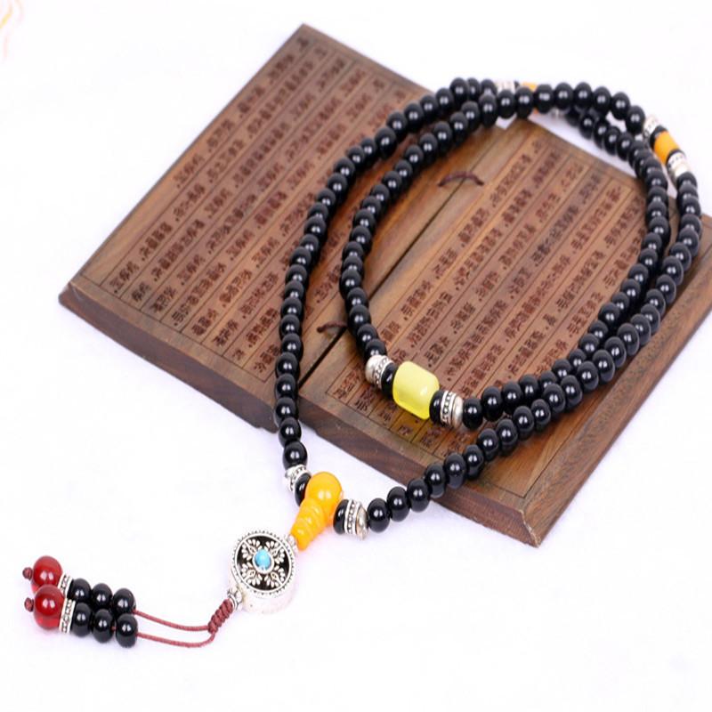 Natural Black Agate Stone108 beads Mala