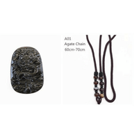 Thumbnail for Obsidian Stone Dark Gold Dragon Pendant Necklace