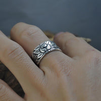 Thumbnail for Pure Sterling Silver Lotus Sutra  Ring