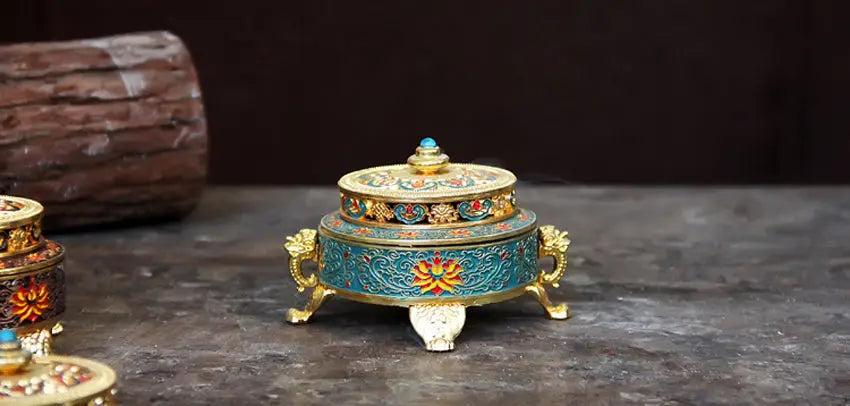 Antique Royal Tibetan Lotus Incense Burner YourSoulPlace.com