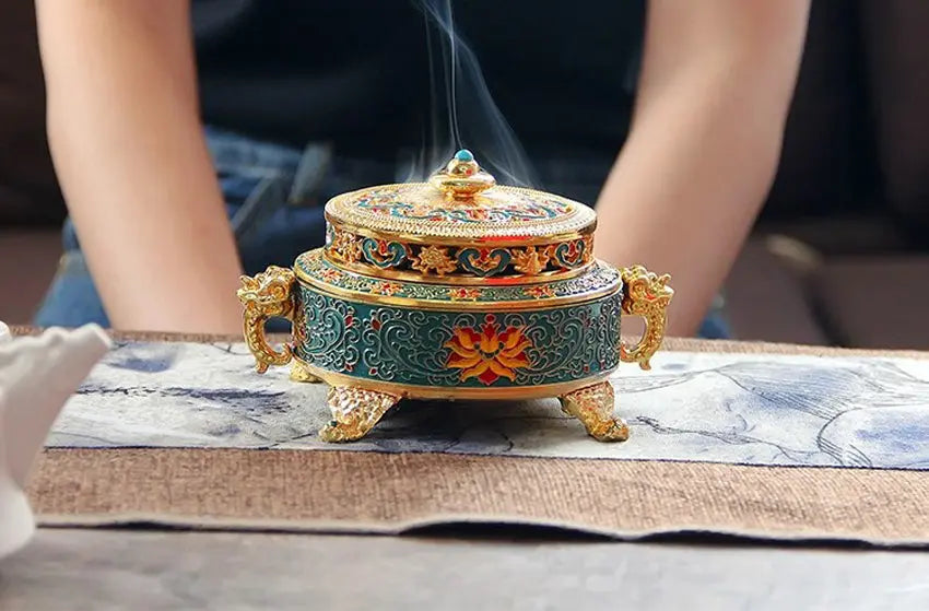 Antique Royal Tibetan Lotus Incense Burner YourSoulPlace.com