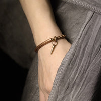 Thumbnail for Hand Beaten Copper & Vajra Accent Unisex Bracelet