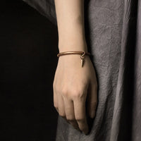 Thumbnail for Hand Beaten Copper & Vajra Accent Unisex Bracelet