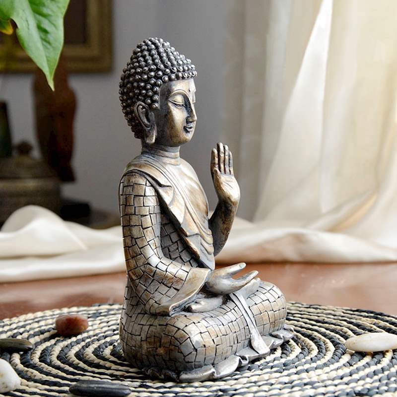 Vintage Bronze Look Buddha Statue in  Abhaya Mudra (gesture) representing  ' FEARLESSNESS'