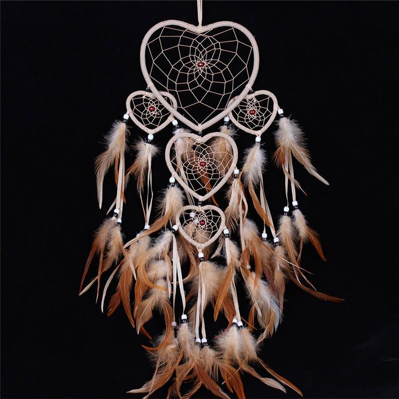 Handmade 5 Circles Love Heart Dream Catcher