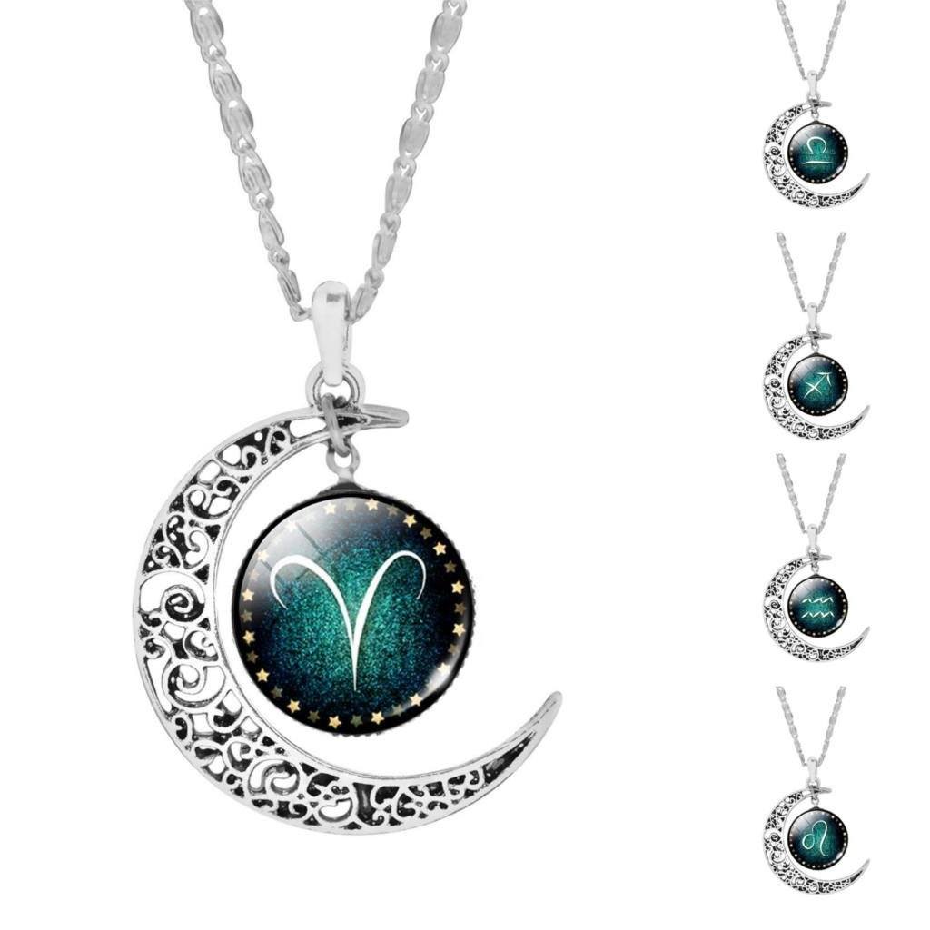 Crescent Moon Zodiac Necklace