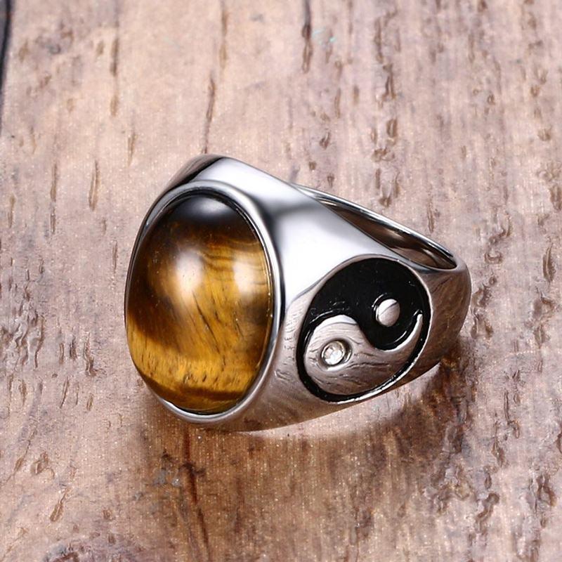 Men's Ying & Yang Tiger Eye PROTECTION Ring