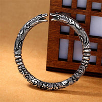 Thumbnail for THAI SILVER FORTUNE & POWER Men's Double-Headed Dragon Bangle