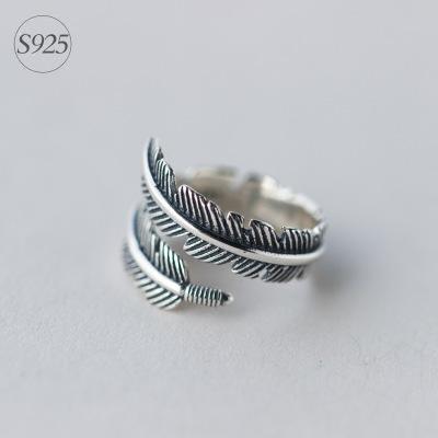 925 Sterling Silver  Feather Wrap Ring